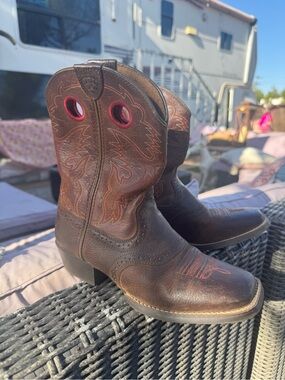 Ariat Western Boots with Red Eyelet Trim